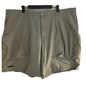 Vintage Columbia men's gray/green cargo cotton blend shorts waist 44 Gorpcore